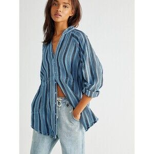 Free People We The Free Summer Daydream Stripe Buttondown Shirt Top S New 283149